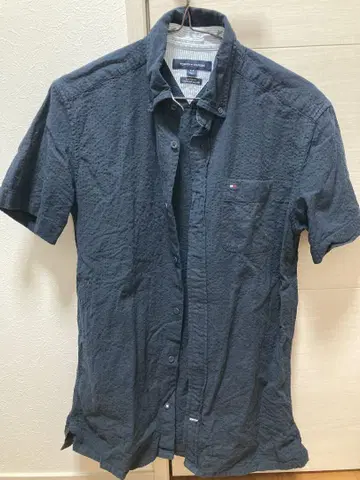 TOMMY HILFIGER 네이비 반팔 셔츠 S/P