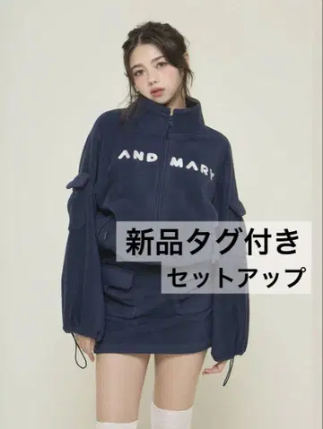 andmary Mary 로고 플리스 재킷 + 스커트