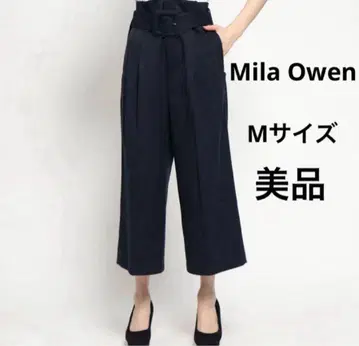 밀라 오웬 Mila Owen 빅 버클 가우초 팬츠 M 네이비