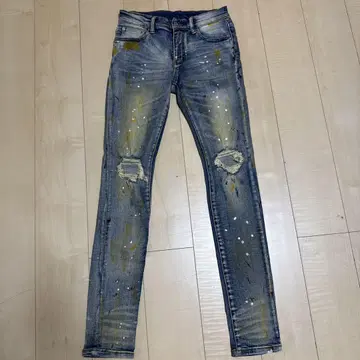 완판템 mnml X188 STRETCH 데님 슬림 페인트 데미지