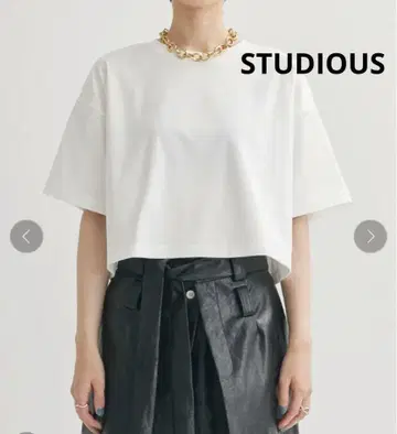 STUDIOUS 럭셔리 코튼 T셔츠 화이트