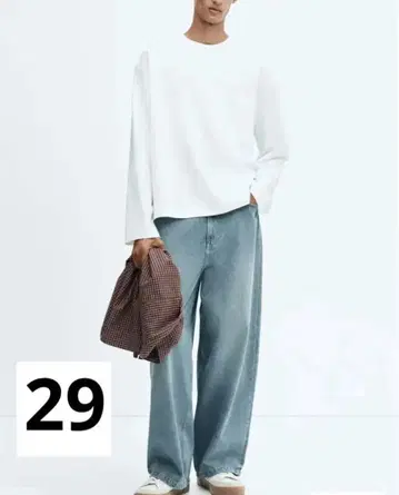 H&M 슈퍼 배기 데님 블루