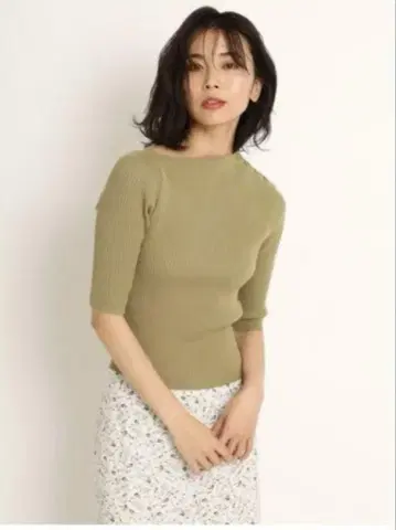 가을/겨울 fray id 잡지 게재 올리브 그린 리브 오부소매 니트