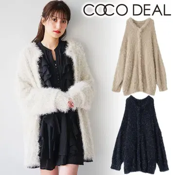 COCODEAL 라메 컬 페더 2way 니트 가디건