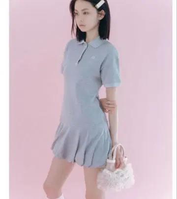 FURFUR 로고 자수 피케 셔츠 미니 원피스