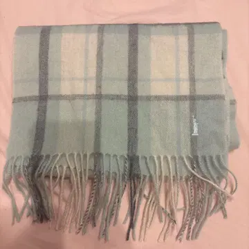 체크 무늬 울 혼방 머플러