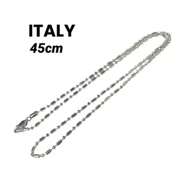 ITALY 이탈리아 변형 볼 체인 목걸이 실버925 45cm