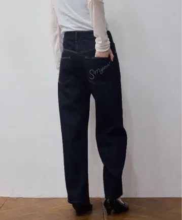 Smyeon 로고 큐빅 데님 인디고 블루 M 사이즈