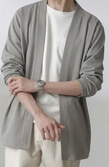나노 유니버스 더블 저지 경량 가디건 라이트 그레이