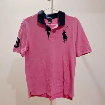 피케 셔츠 핑크 네이비 옷깃