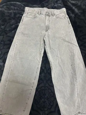 그레이 와이드 레그 데님 하이웨스트