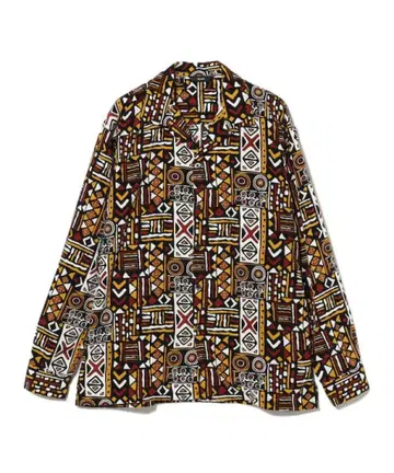 [ 새상품급 ] BEAMS 프린트 오픈 카라 셔츠