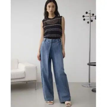 AZUL 프론트 턱 와이드 데님