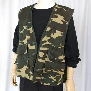 used XL 사이즈 80~90'S 덕베이 카모 패턴 헌팅 베스트