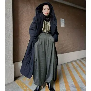 AMERI 체크 무늬 와이드 팬츠 카고 팬츠 캐주얼