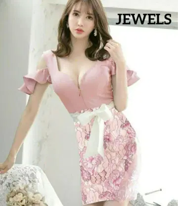 쥬얼스 JEWELS 핑크 미니 드레스 레이스 벨트 포함
