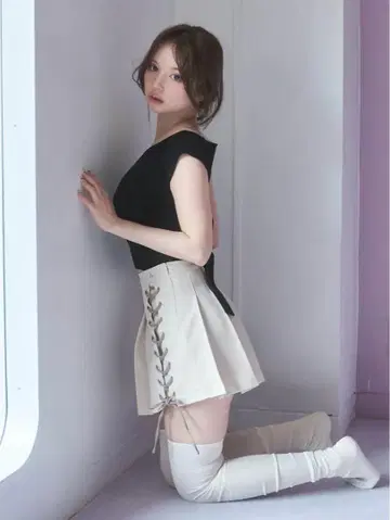 andmary 소니아 레이스업 미니 스커트 S 사이즈