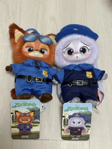 [ 2개 세트 ] 주토피아 MINISO 봉제 인형 펜던트 경찰 닉 주디