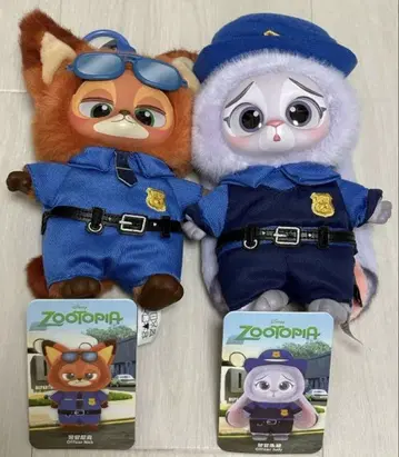 [ 2개 세트 ] 주토피아 MINISO 봉제 인형 펜던트 경찰 닉 주디