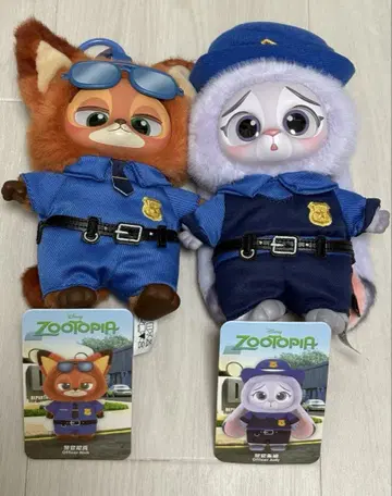 [ 2개 세트 ] 주토피아 MINISO 봉제 인형 펜던트 경찰 닉 주디
