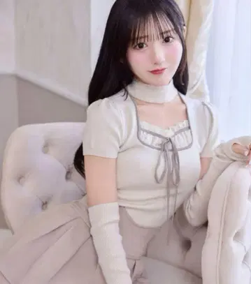 미셸 마카롱 초커 니트탑
