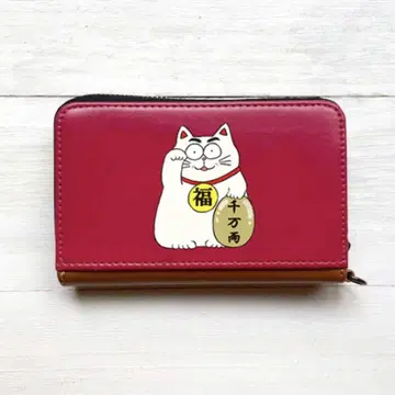 코인 케이스 패스 케이스 미니 지갑 마네키네코 빨간색