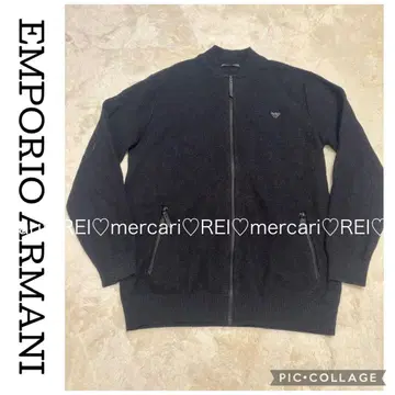ARMANI 엠포리오 아르마니 블루종 니트 자켓 남성용 블랙 면