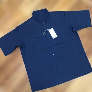 MENS MUJI 바람이 통하는 스트레치 칠부 소매 셔츠 L