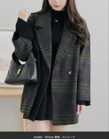 W 체크 테일러 자켓 그린 계열