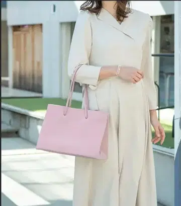 미사용 새상품 신진 공방 가죽 토트백 핑크