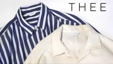 THEE 와이드 셔츠 스트라이프 패턴 오버 사이즈 셔츠