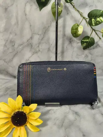 고품질 까스텔바작 대용량 소가죽 장지갑 네이비