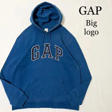 GAP 자수 빅 로고 맨투맨 풀오버 후드티 블루 L
