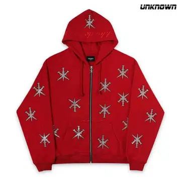 unknown london 지퍼 후드티 빨간색