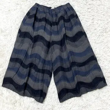 Plantation 거즈 소재 와이드 이지 팬츠 네이비 허리밴딩