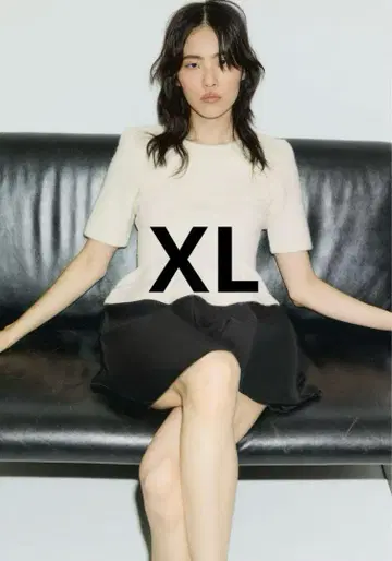 H&M 페플럼 니트 RIB-KNIT PEPLUM TOP XL
