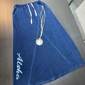 Aloha 로고 네이비 롱 스커트