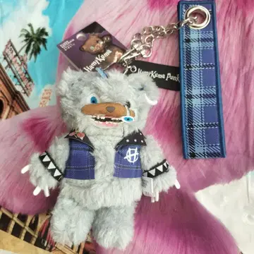 해피베어 펑크 봉제 인형 키체인