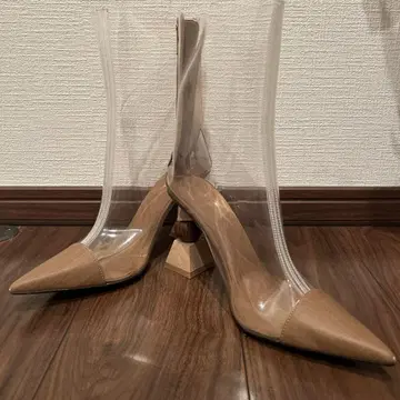 베이지 부츠 투명 소재