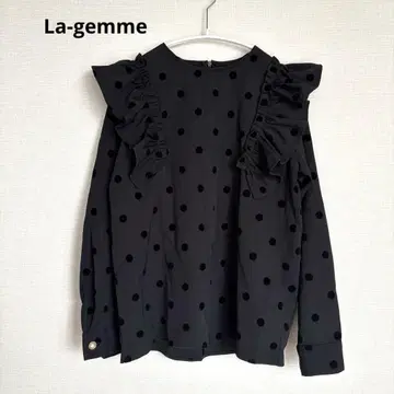 La-gemme 라지엠 플로키 도트 프릴 상의 풀오버
