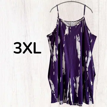 보라색 스플래터 프린트 3XL 오버롤 큐롯 퍼플