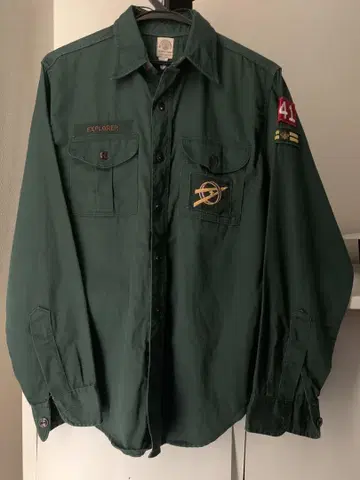 [ 새상품급 ] 70년대 70s 보이 스카우트 셔츠 그린 빈티지