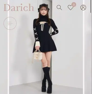 Darich 네이비 리본 포함 원피스