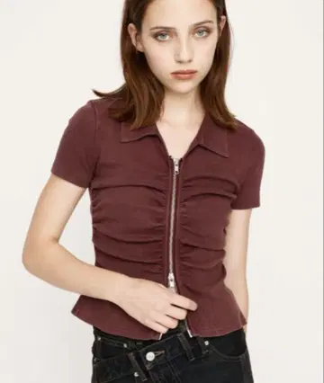 FRONT ZIP GATHER TOPS 프론트 지퍼 개더 상의