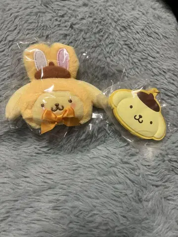 폼폼푸딩 헤어 클립 러버 거울 키링 2세트