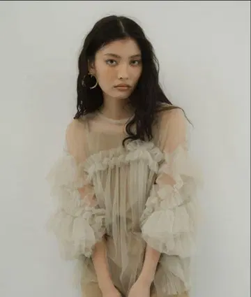 ANDRESD decorative tulle tops 베이지