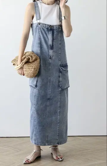 멜빵 데님 스커트