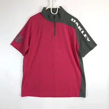 오클리 스컬 탭 하프 지퍼 셔츠 속건성 골프용 XL 그레이/핑크