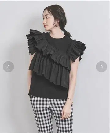 유나이티드 애로우즈 콤비 플리츠 T셔츠