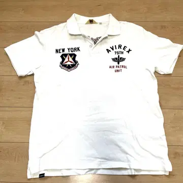AVIREX 남성용 피케 셔츠 화이트 2XL